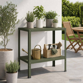Vidaxl planttafel 80 x 50 x 80 cm gepoedercoat staal olijfgroen