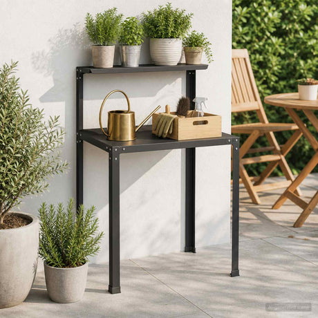 Vidaxl planttafel 100 x 50 x 104 cm gepoedercoat staal zwart