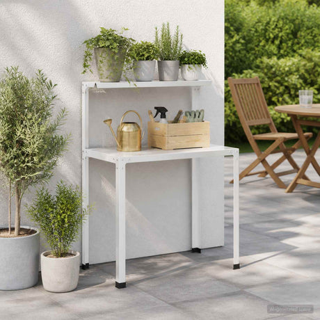 Vidaxl planttafel 100 x 50 x 104 cm gepoedercoat staal wit