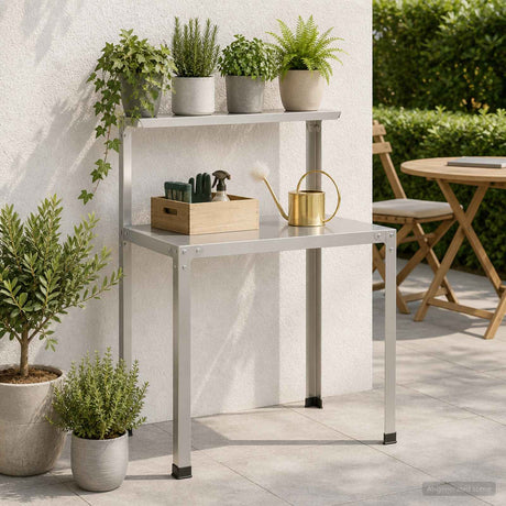 Vidaxl planttafel 100 x 50 x 104 cm roestvrij staal zilver