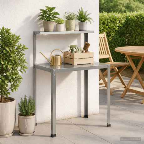 Vidaxl planttafel 100 x 50 x 104 cm gegalvaniseerd staal zilver