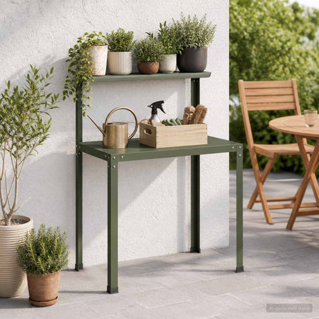 Vidaxl planttafel 80 x 50 x 104 cm gepoedercoat staal olijfgroen
