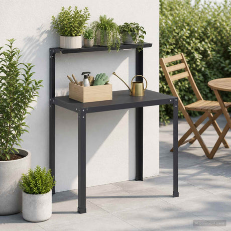 Vidaxl planttafel 60 x 50 x 104 cm gepoedercoat staal zwart