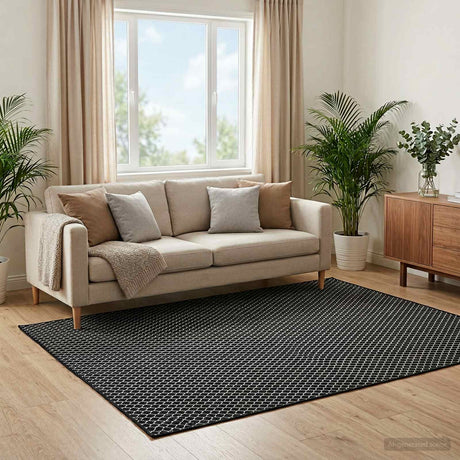 Vidaxl vloerkleed oriz zwart gaaspatroon 120 x 170 cm 100% polyester