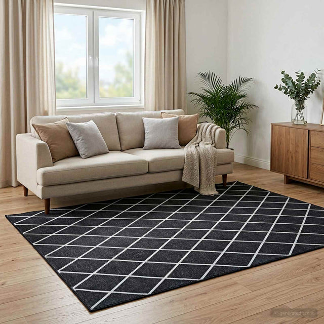 Vidaxl vloerkleed oriz zwart diamanten patroon 120 x 170 cm