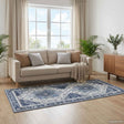 Vidaxl vloerkleed oriz donkerblauw 80 x 200 cm 100% polyester