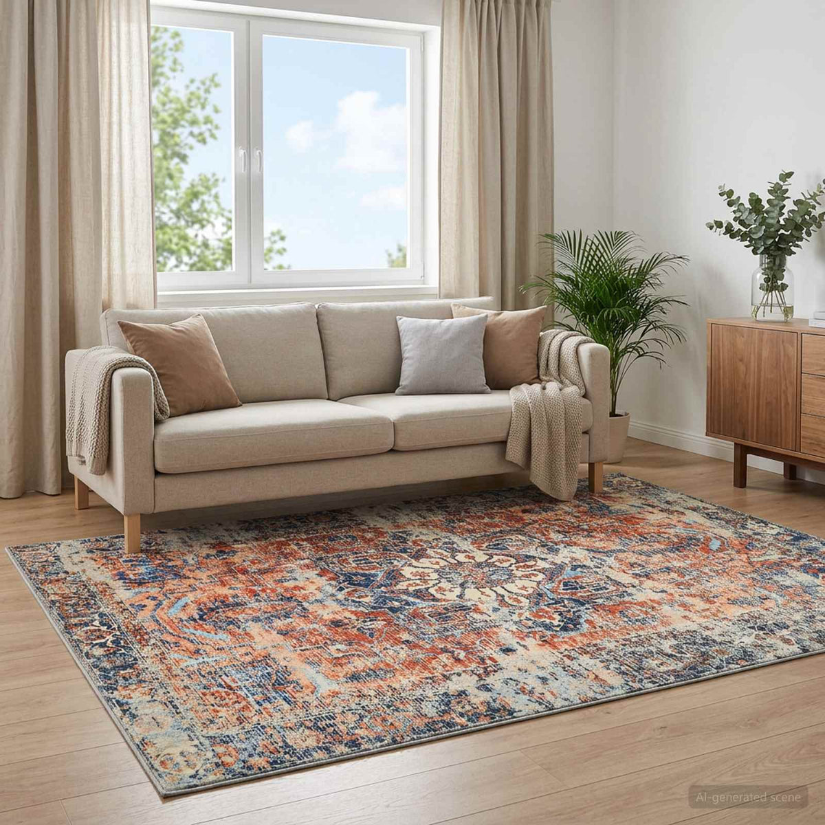 Vidaxl vloerkleed oriz oranje 160 x 160 cm 100% polyester