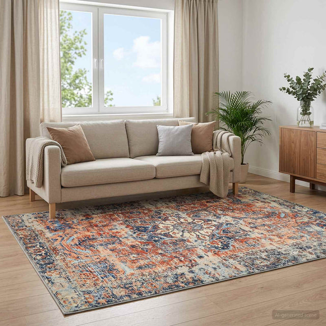 Vidaxl vloerkleed oriz oranje 160 x 160 cm 100% polyester