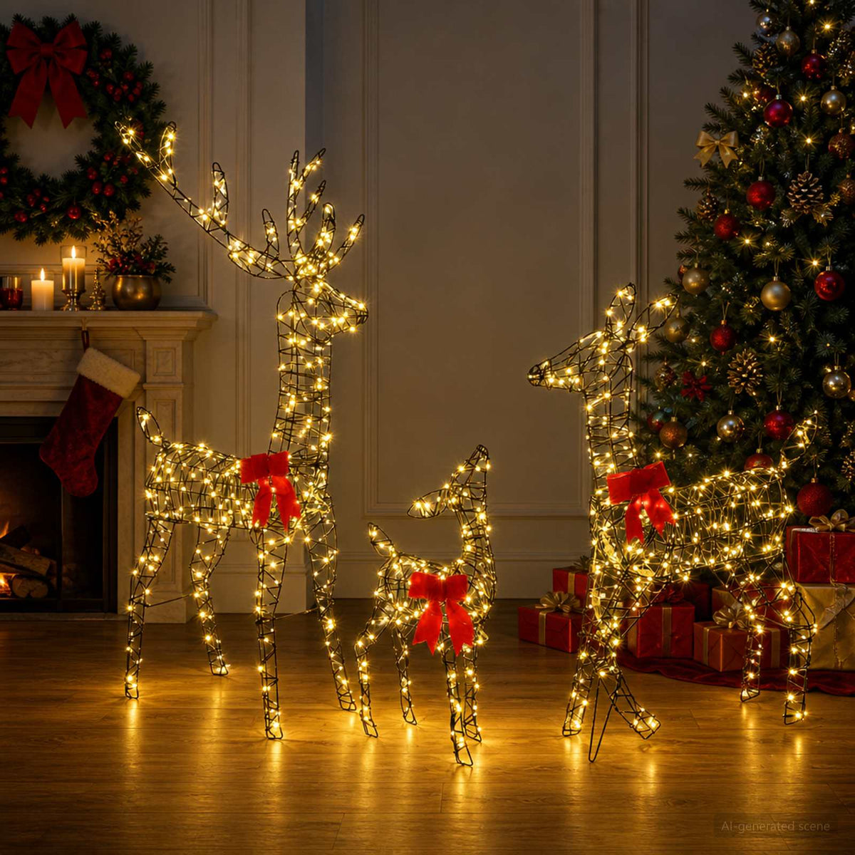 Vidaxl kerst led-rendierfamilie 700 led's warmwit 70 x 26 x 128 cm