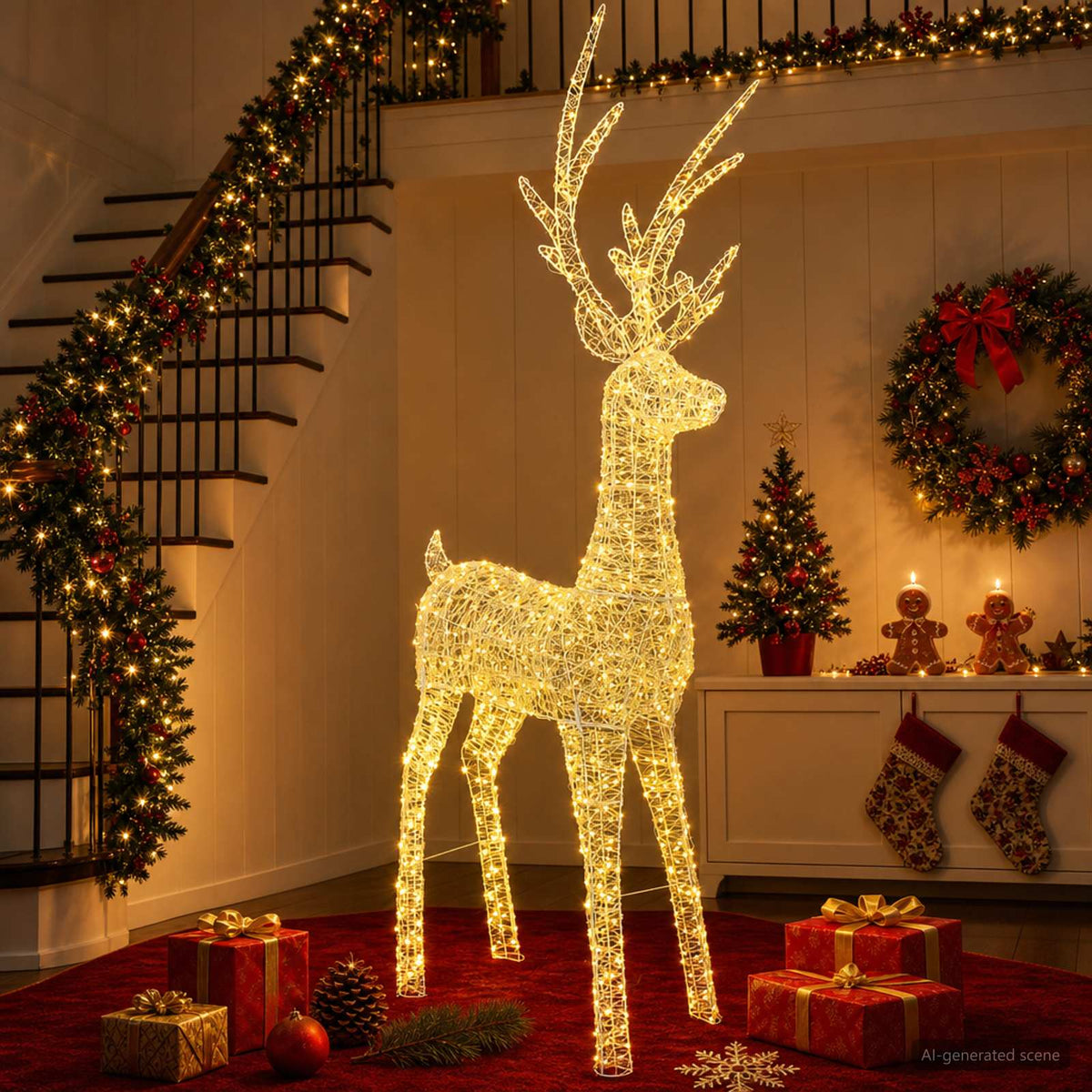 Vidaxl led-kerstverlichting rendier 1000 led's warmwit