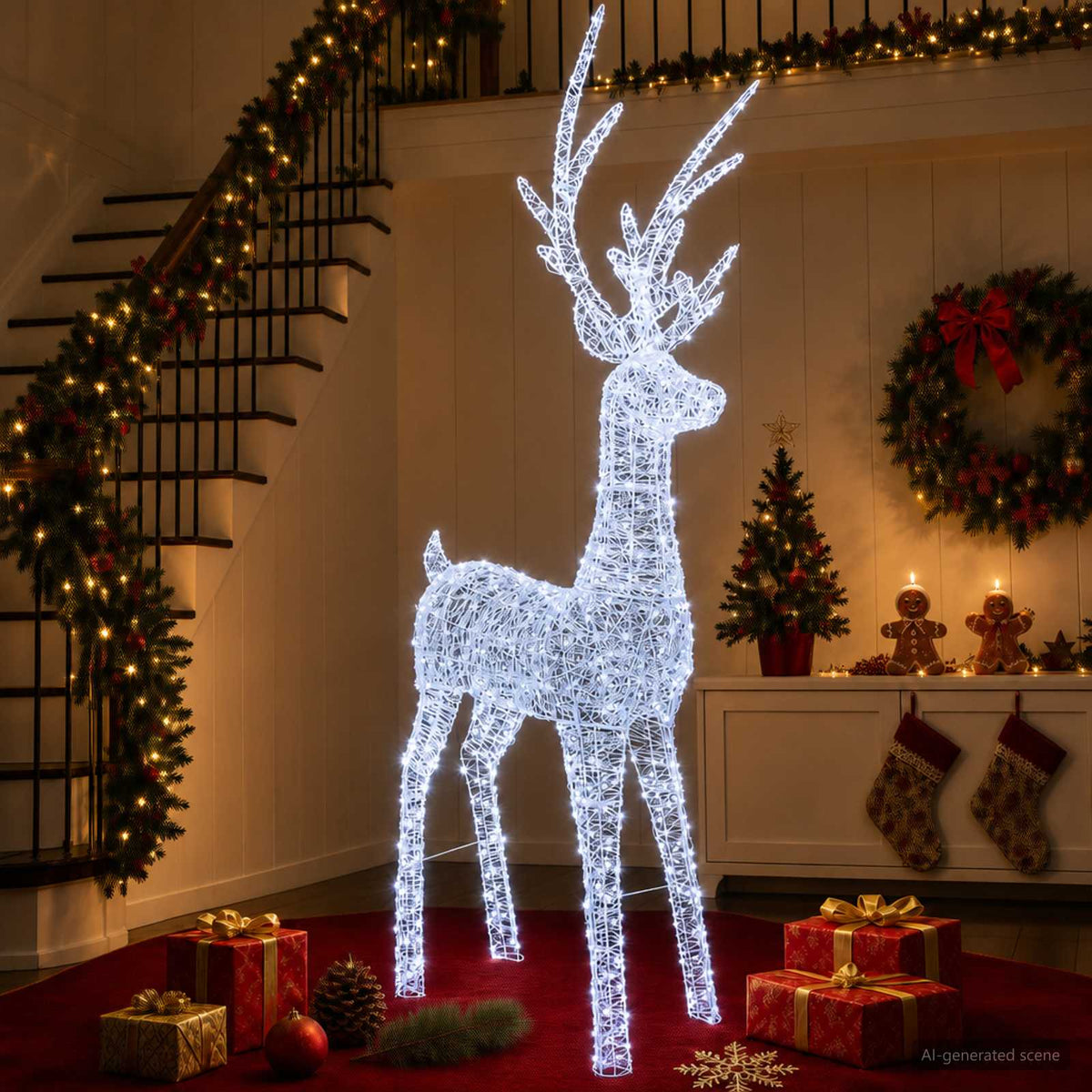 Vidaxl led-kerstverlichting rendier 1000 led's koel wit