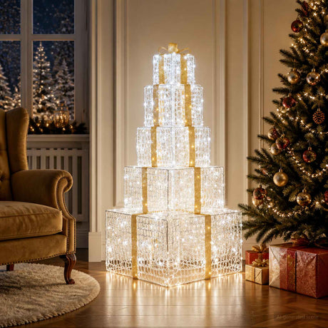 Vidaxl kerst led-cadeaudozen stapel 250 led's koel wit