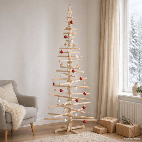Vidaxl houten kerstboom kotka 240 cm massief grenenhout natuurlijk