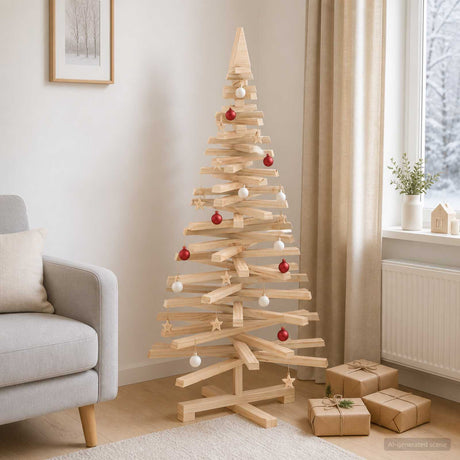 Vidaxl houten kerstboom kotka 120 cm massief grenenhout natuurlijk