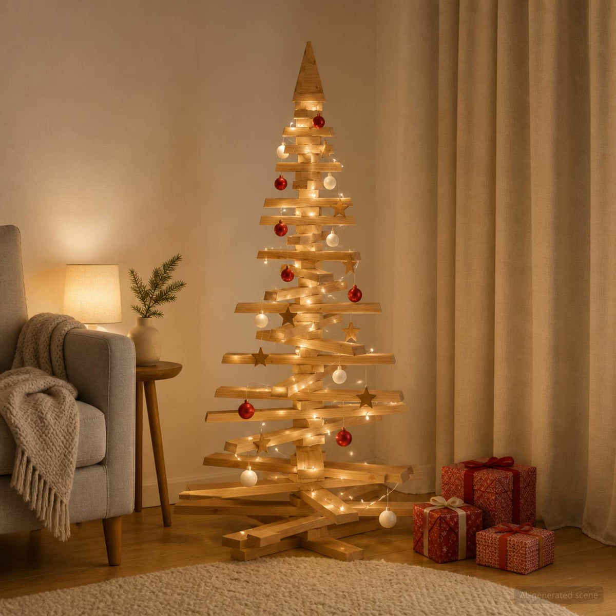 Vidaxl houten kerstboom kotka 150 cm massief grenenhout