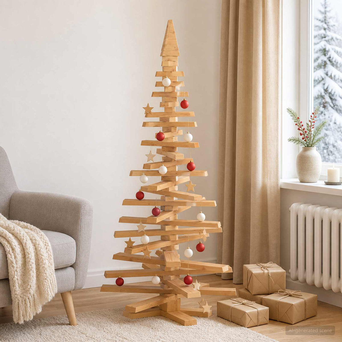 Vidaxl houten kerstboom kotka 150 cm massief grenenhout