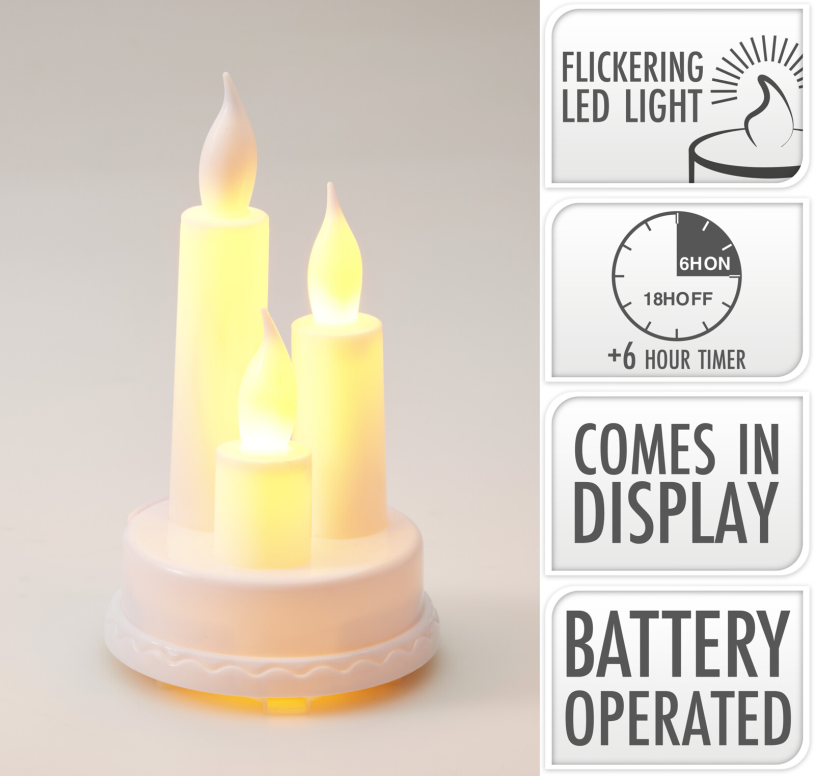 Led kaarsen 14cm op rond plateau