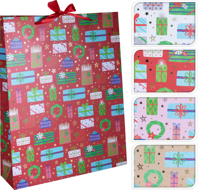Geschenktas kado 33x41cm 4 assorti
