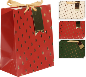 Geschenktas kerst small 18x23cm - trees