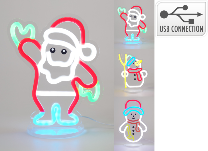 Neon led kerstfiguren 3 assorti 16x20cm