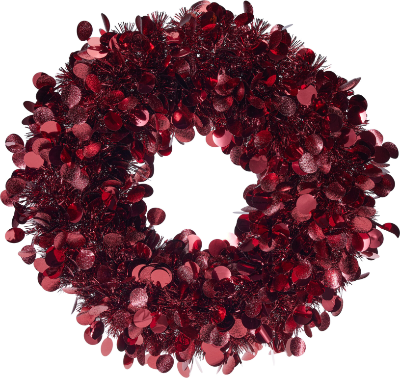 Krans tinsel 46cm - donker rood