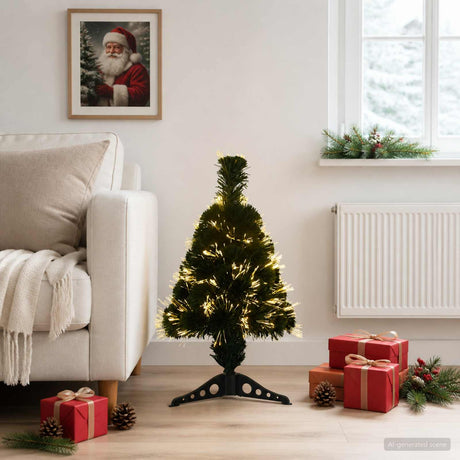 Vidaxl glasvezel kerstboom 64 cm 12 led's warmwit pvc groen