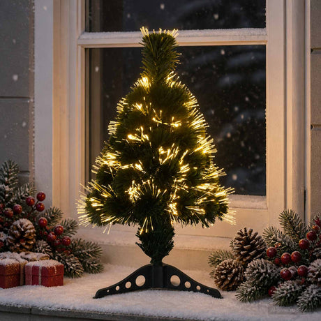 Vidaxl glasvezel kerstboom 64 cm 12 led's warmwit pvc groen