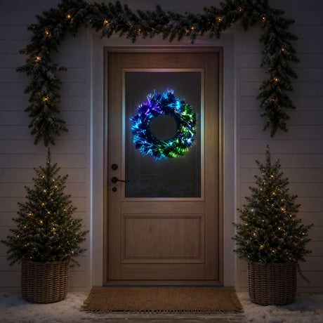 Vidaxl kerstkrans 24 led's meerkleurig pvc