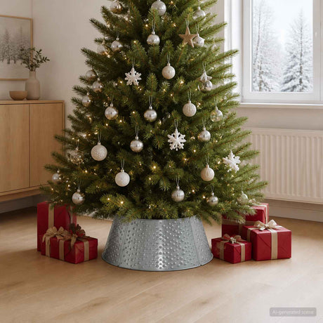 Vidaxl kerstboomrok kegelvormig zilver ø 62 x 25 cm staal