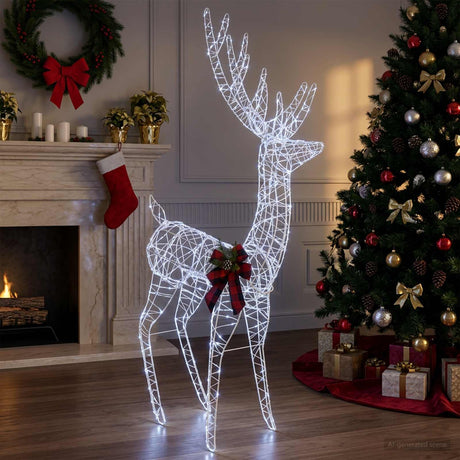 Vidaxl 3d kerst rendier loviisa 560 led's koel wit 96 x 40 x 180 cm