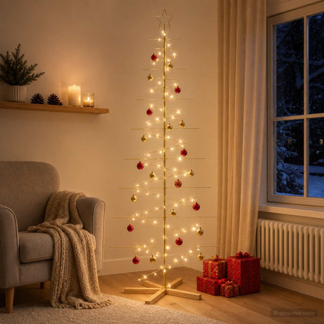 Vidaxl metalen kerstboom met standaard kuopio 210 cm staal goud