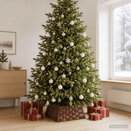 Vidaxl kerstboomkraag vierkant bruine was 70 x 70 x 28 cm waterhyacint