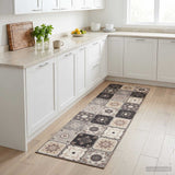 Vidaxl keuken vloerkleed grijs-beige mozaïek 300 x 60 cm