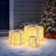 Vidaxl verlichte kerstcadeau doos 3 st 64 led's warmwit