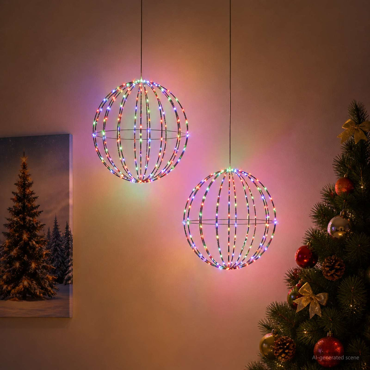 Vidaxl kerst finial licht 2 st 192 led's meerkleurig