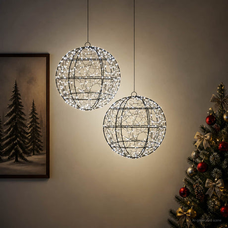 Vidaxl kerst finial licht 2 st 600 led's koel wit diameter 30 x 32 cm