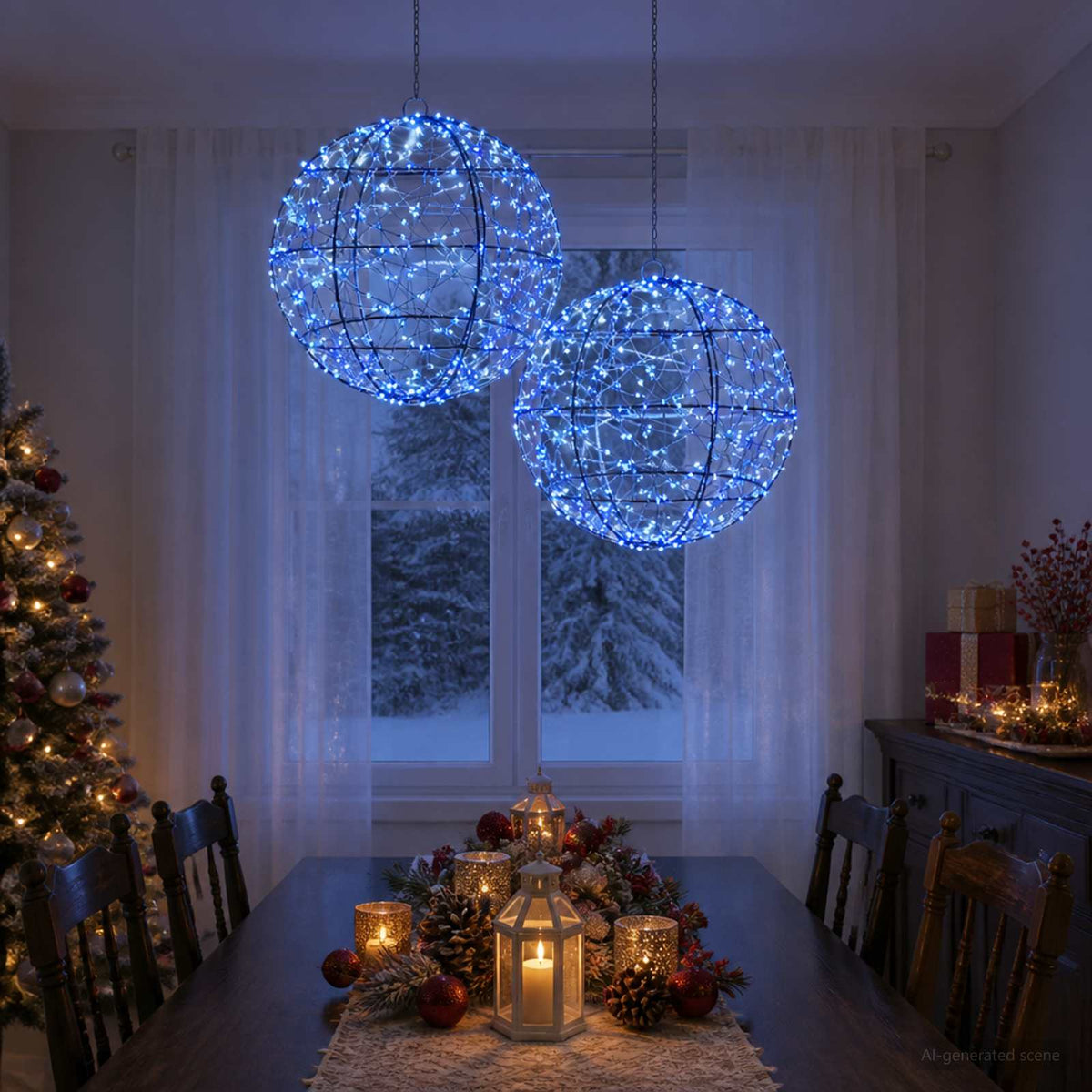 Vidaxl kerst finial licht 2 st 600 led's blauw diameter 30 x 32 cm