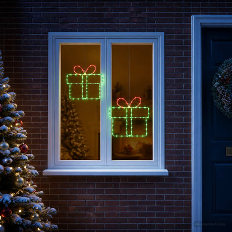 Vidaxl kerst-raamsilhouet met verlichting loviisa 2 st 160 led's