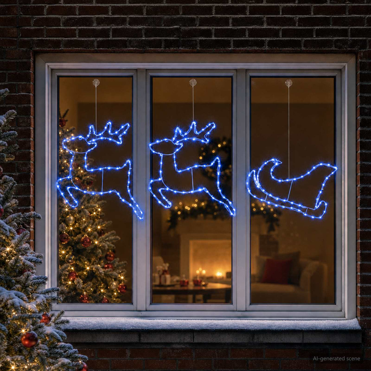Vidaxl hert en slee kerstdecoratie loviisa 180 led's blauw