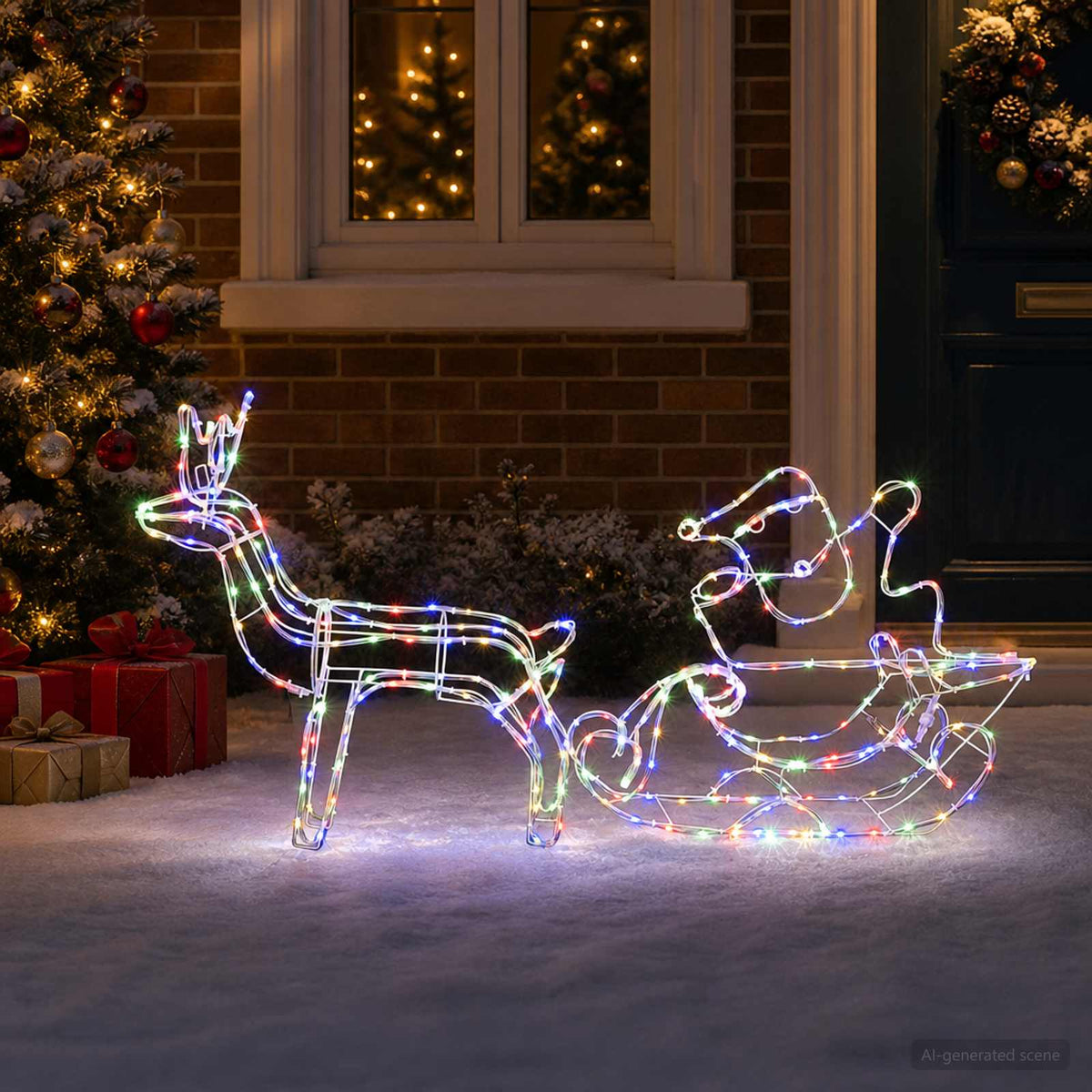 Vidaxl kerstdecoratie rendier en slee loviisa 320 led's meerkleurig