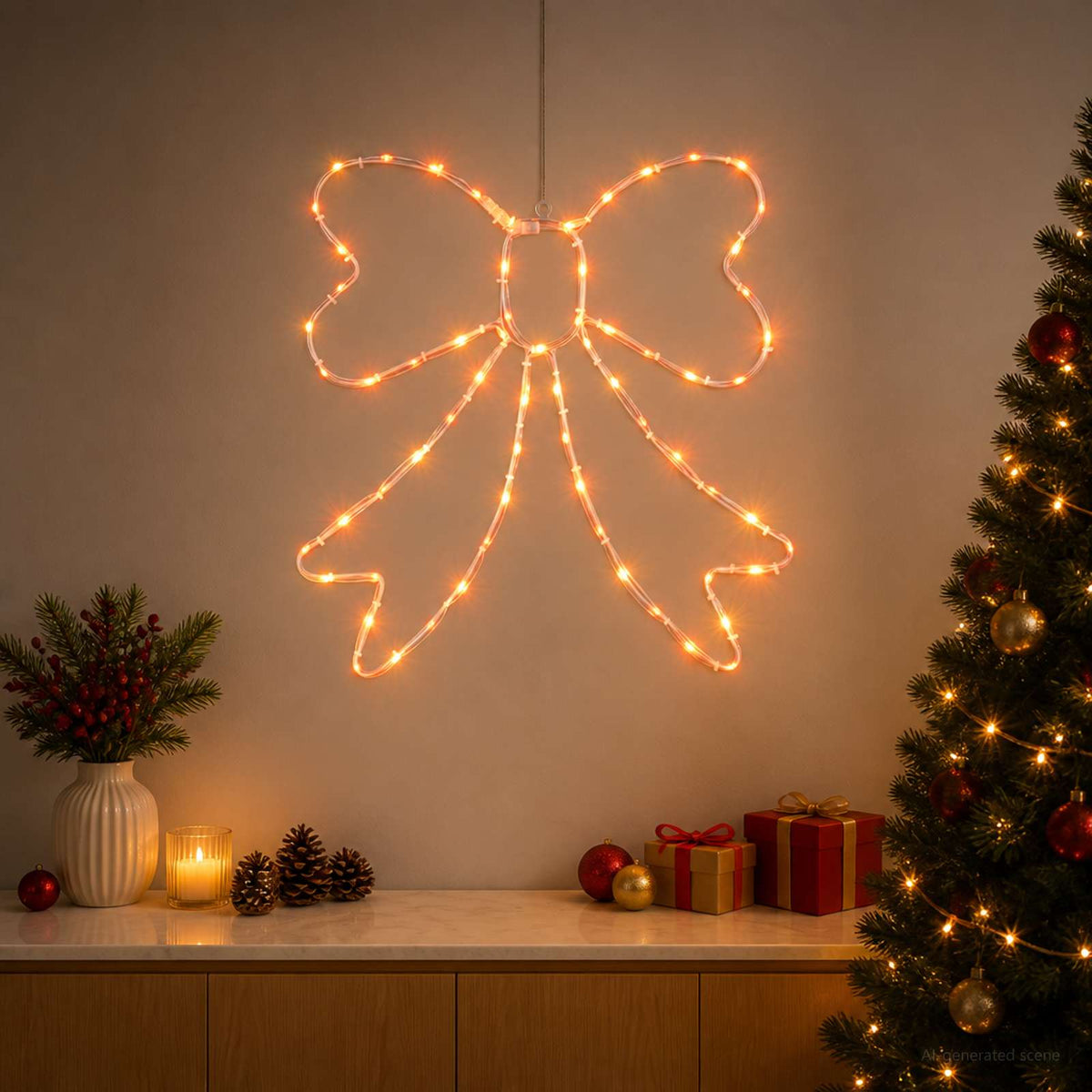 Vidaxl led-kerststrik lichtslang loviisa 70 led's rood 50 x 51 cm