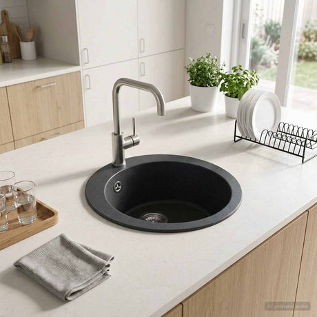 Vidaxl enkele keukenspoelbak graniet 50,5 x 29 cm grafiet