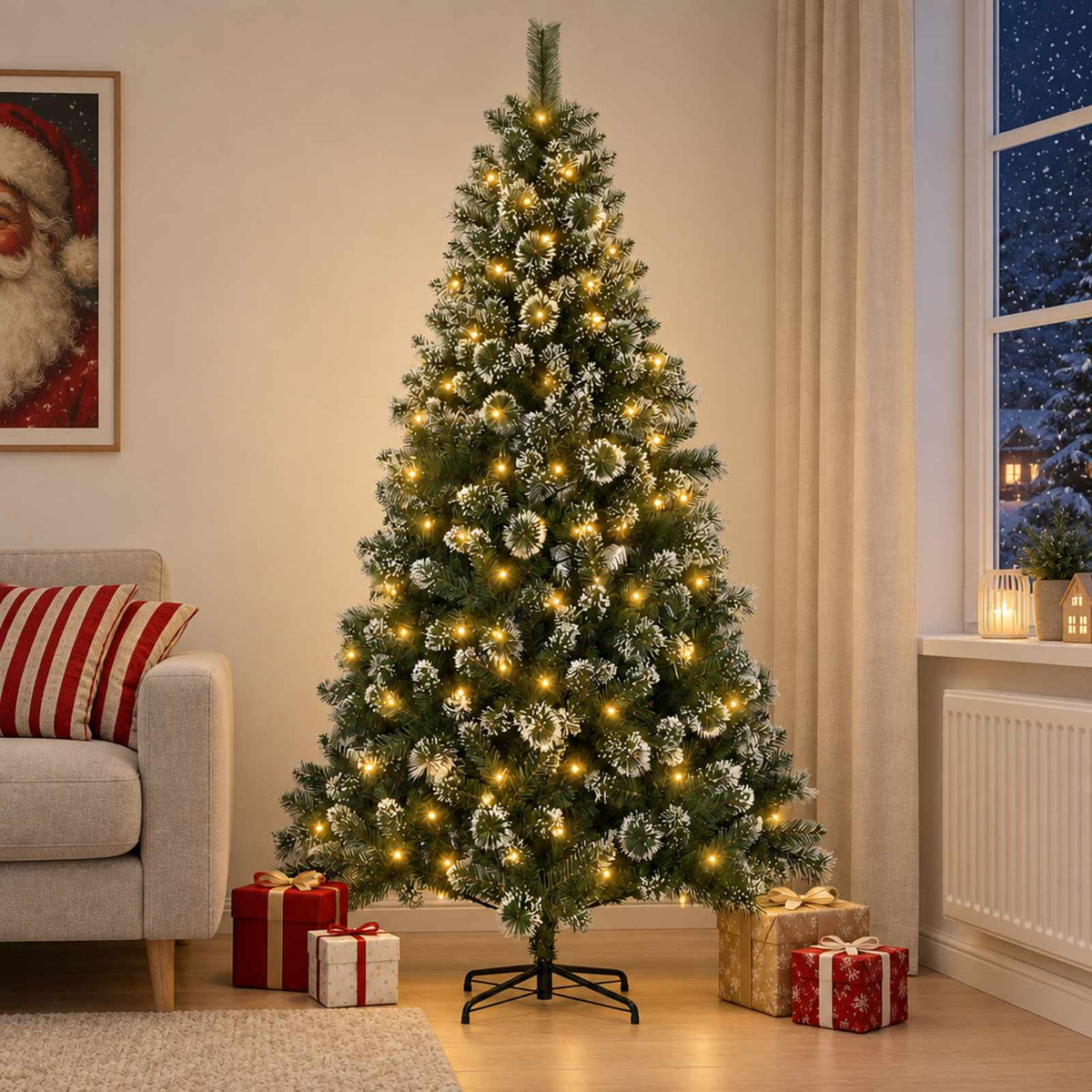 Vidaxl kunstkerstboom 120 cm 150 led's warmwit pvc en metaal groen