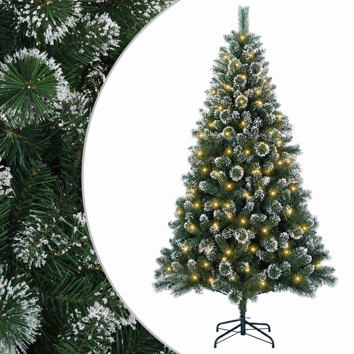 Vidaxl kunstkerstboom 150 cm 150 led's warmwit pvc en metaal groen