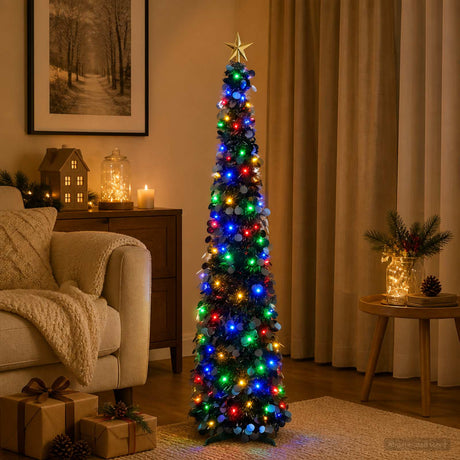 Vidaxl pop-up led-kerstboom met ster 150 cm 50 led's pet zwart