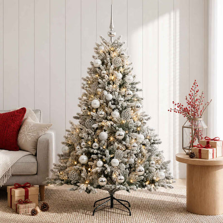 Vidaxl kunstkerstboom met kerstbal 150 cm 150 led's warmwit
