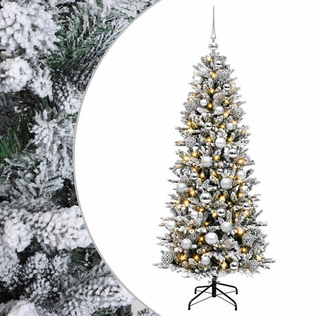 Vidaxl kunstkerstboom met kerstbal 120 cm 150 led's warmwit pvc en pe