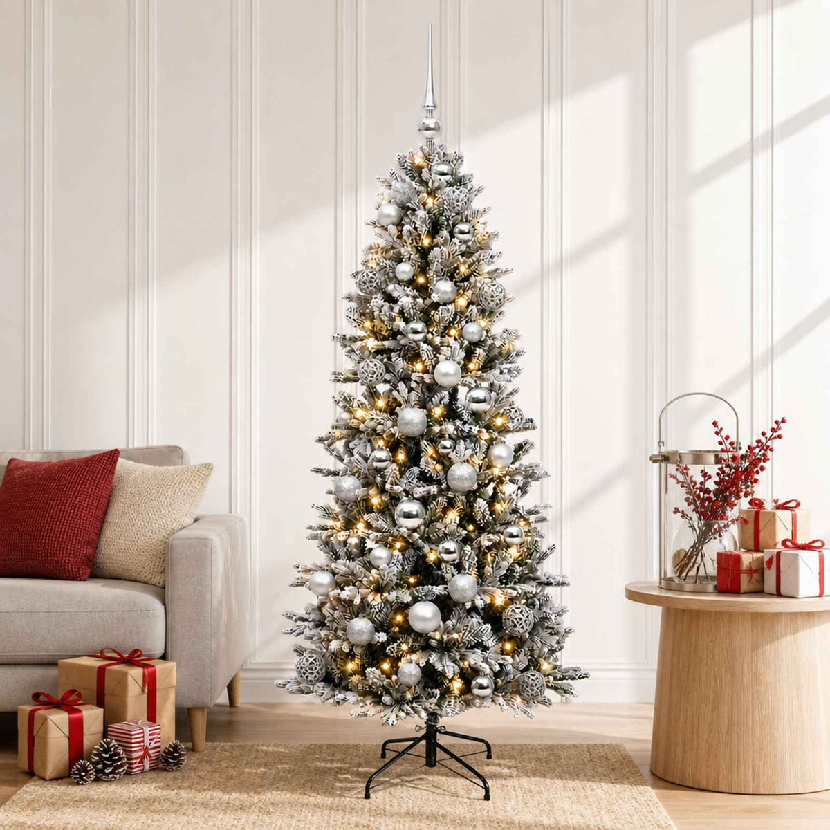 Vidaxl kunstkerstboom met kerstbal 150 cm 150 led's warmwit pvc en pe