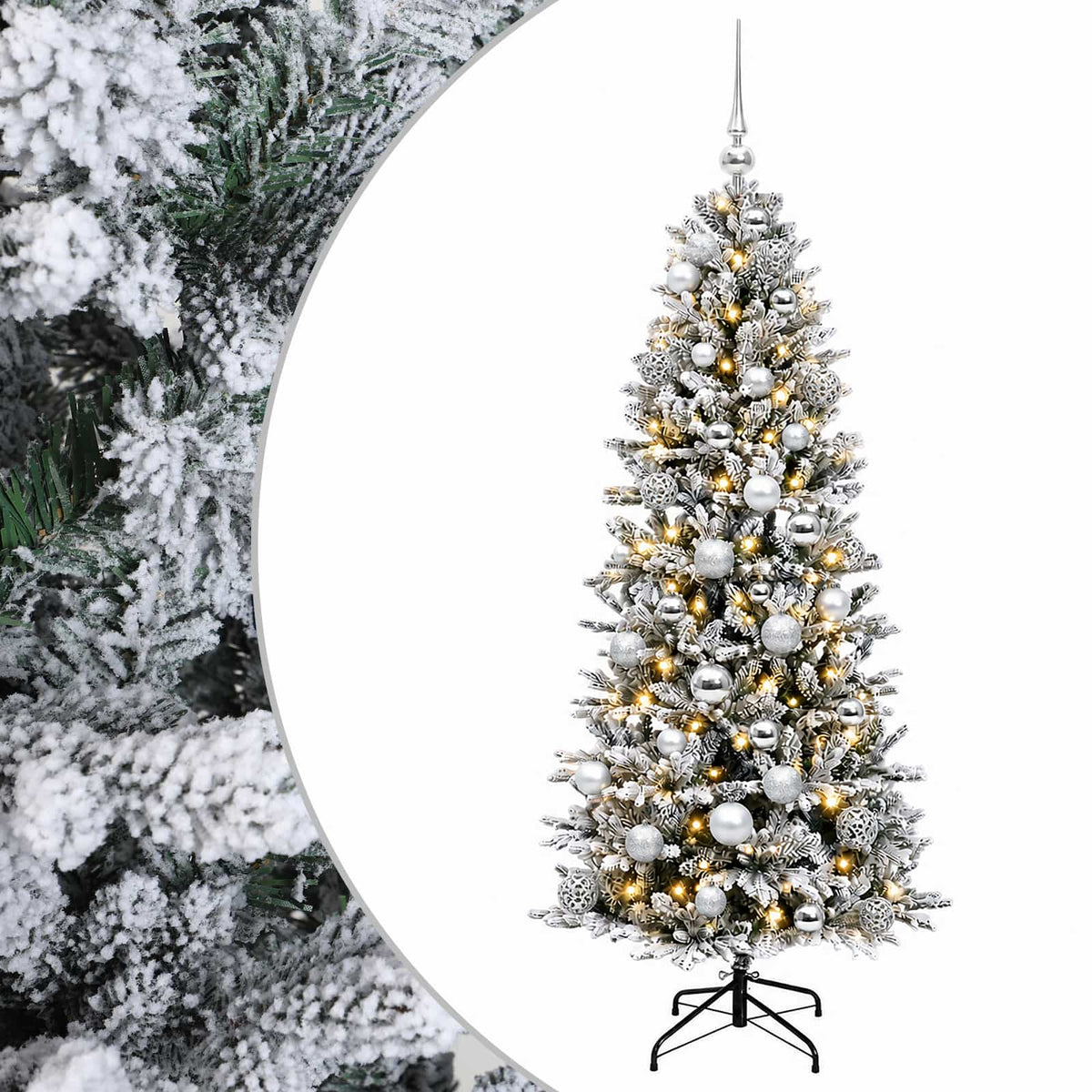 Vidaxl kunstkerstboom met kerstbal 150 cm 150 led's warmwit pvc en pe