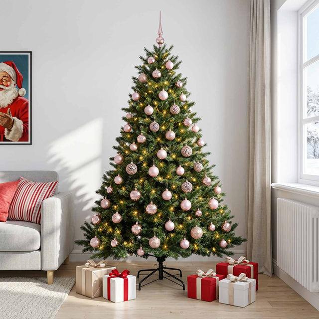 Vidaxl kunstkerstboom met kerstbal 180 cm 300 led's warmwit